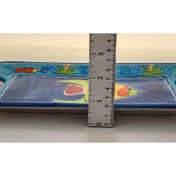 PLATTER/SERVING TRAY/TRINKET DISH-Ceramic-Tropical-Fish-Blue-11.5 in X 6.5 in - Picture 8 of 10